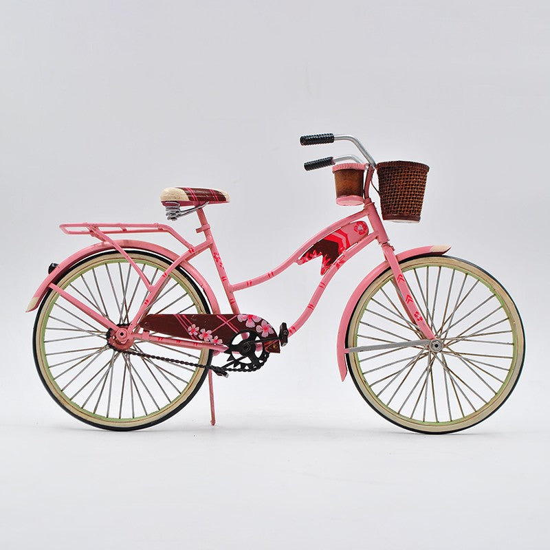 Miniature, femme rose, bicyclette, vélo, échelle 1/10, œuvre d'art classique, cadeau de décoration