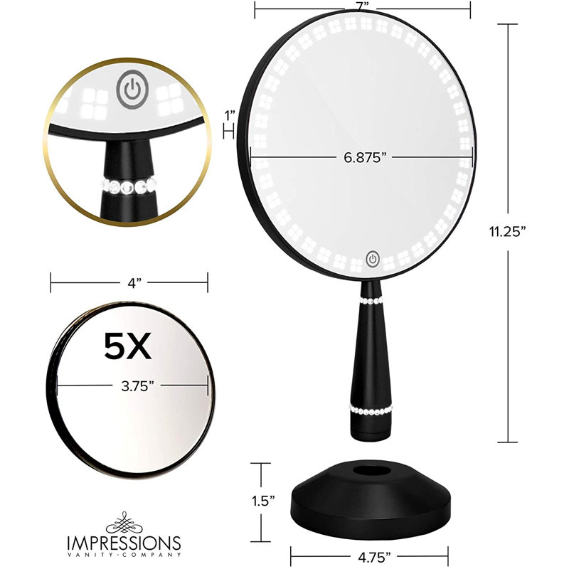 Miroir de maquillage Bijou, Noir brillant