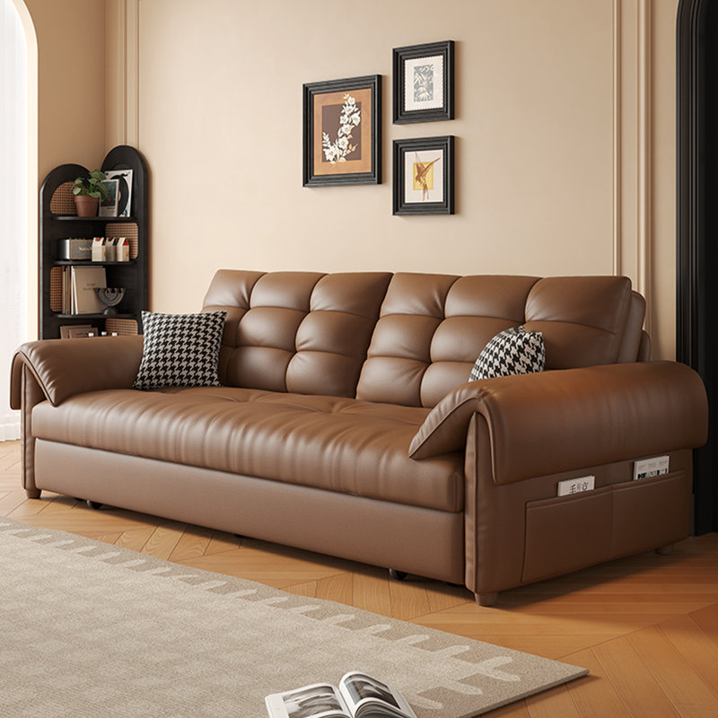 Canapé de salon italien en cuir résistant aux rayures, 33.9" H x 77.2" W x 32.3" D