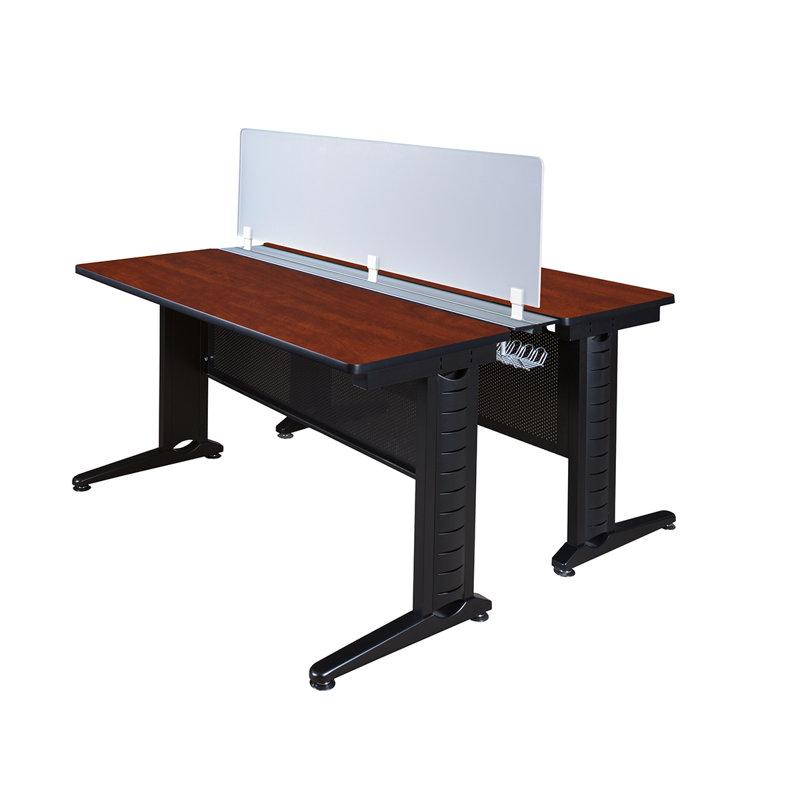 Banc de travail Regency Fusion pour 2 personnes avec panneau d'intimité, Cerisier