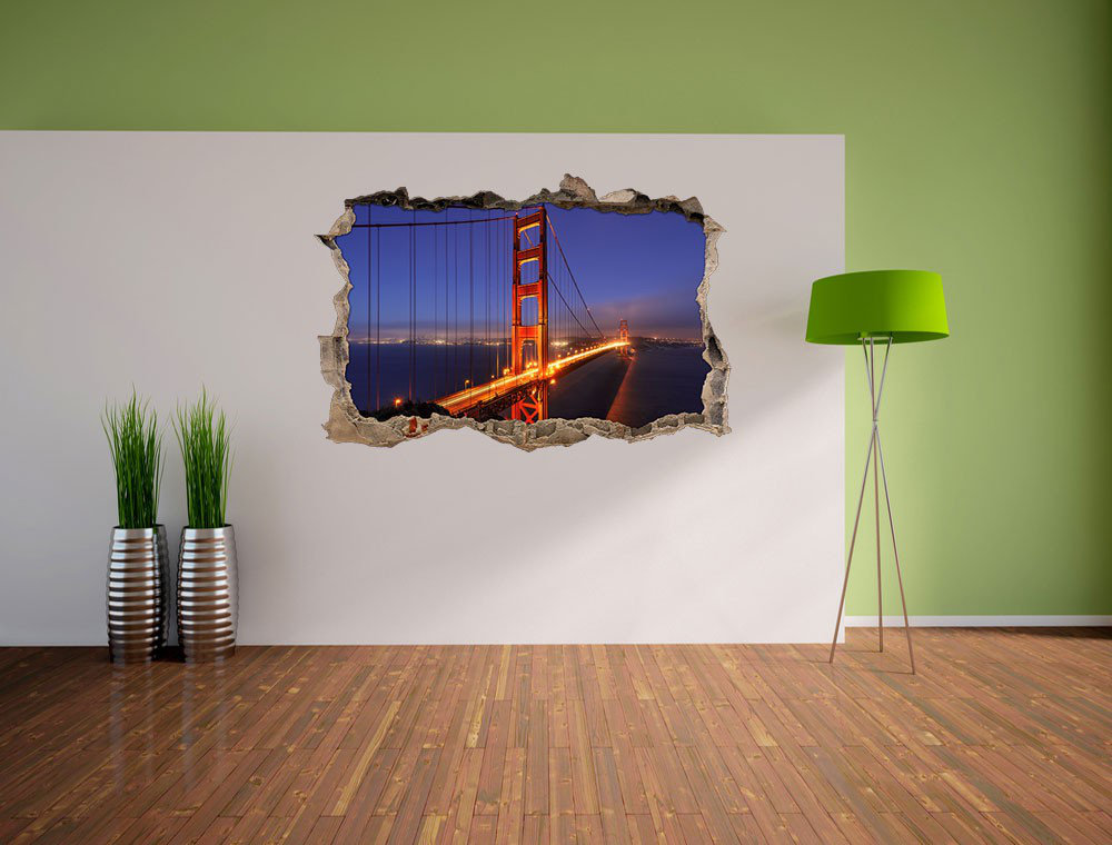 Wandtattoo Leuchtende Golden Gate Bridge mit blauem Himmel