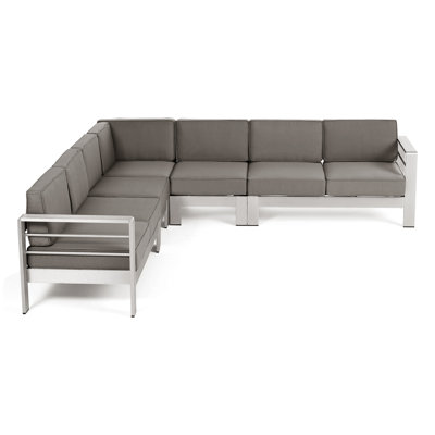 Caggiano 80.85'' Wide L-Shaped Metal Patio Sectional with Cushions