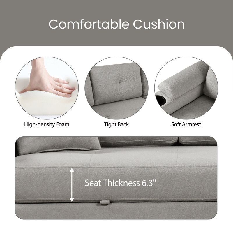 Eutizio 87.4'' Upholstered Sofa, Gray Boucle
