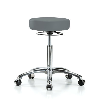 PERCH Chrome 360 Degree Height Adjustable Swivel Stool | Medium Bench Height 20.5-28"