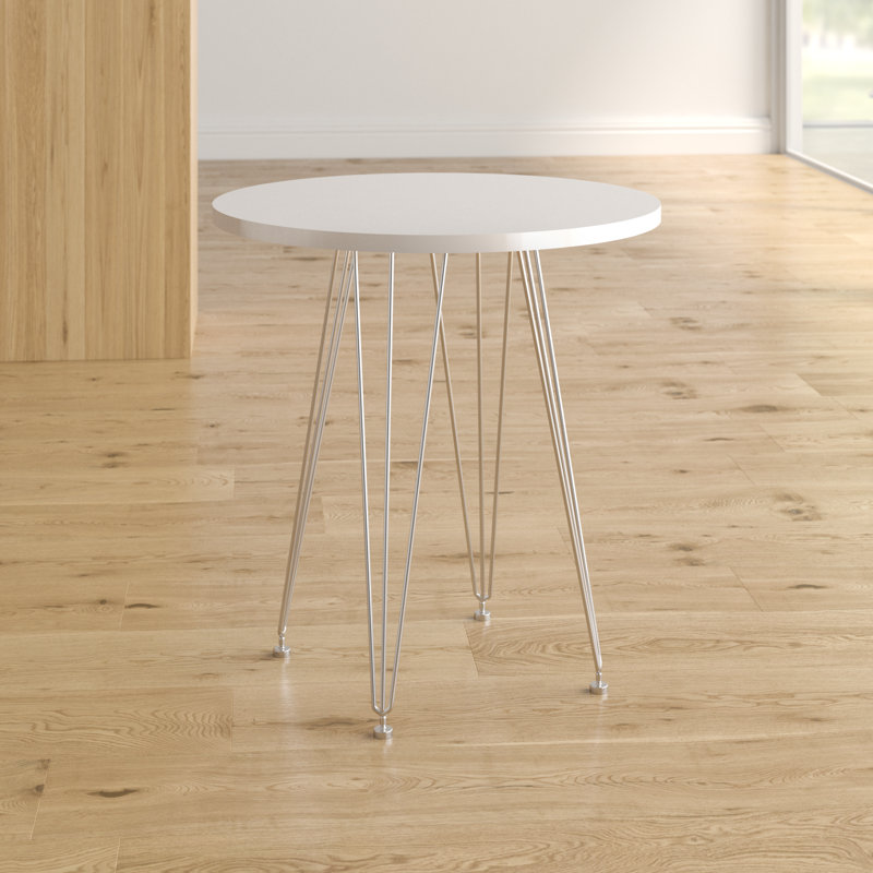 Round Metal Base Dining Table, White