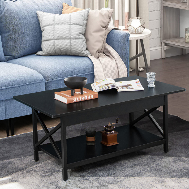 Table basse avec rangement en acier Poulson, Noir