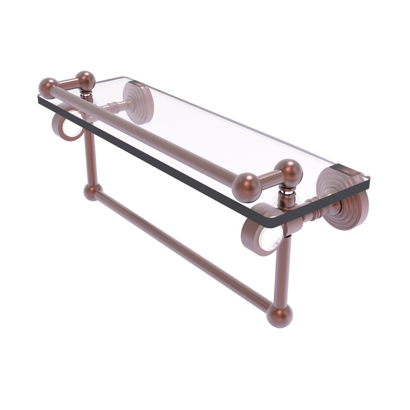 Étagère murale en verre Jarrell, Cuivre antique, H 5,5 po x l 16 po x p 6,8 po