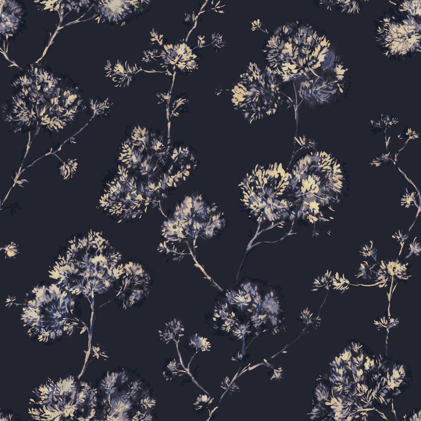 Sun-Bleached Floral Peel and Stick Wallpaper, Midnight