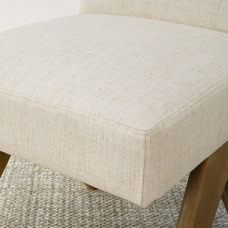 Chaise parsons en bois massif Bilon H 19,5 po, Lin beige