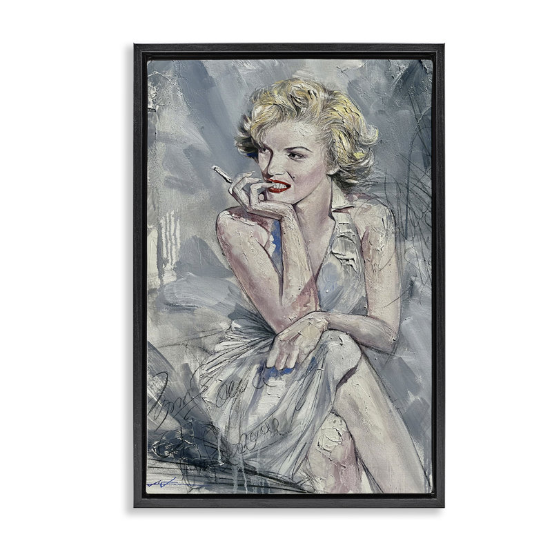 Élégant cadre flottant abstrait Marilyn, design par Lucille Lee, H 31 po x l 21 po, Cadre flottant noir de jais