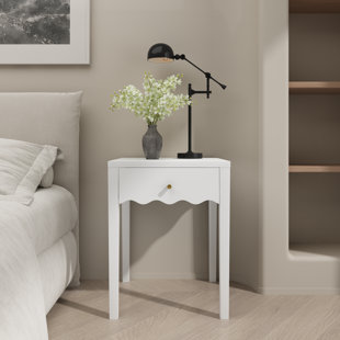 Modern Bedside Table With Wavy Apron Design