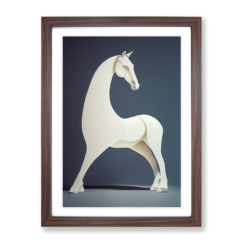 Horse - Framed Print, 64cm H x 46cm W x 2cm D, Walnut