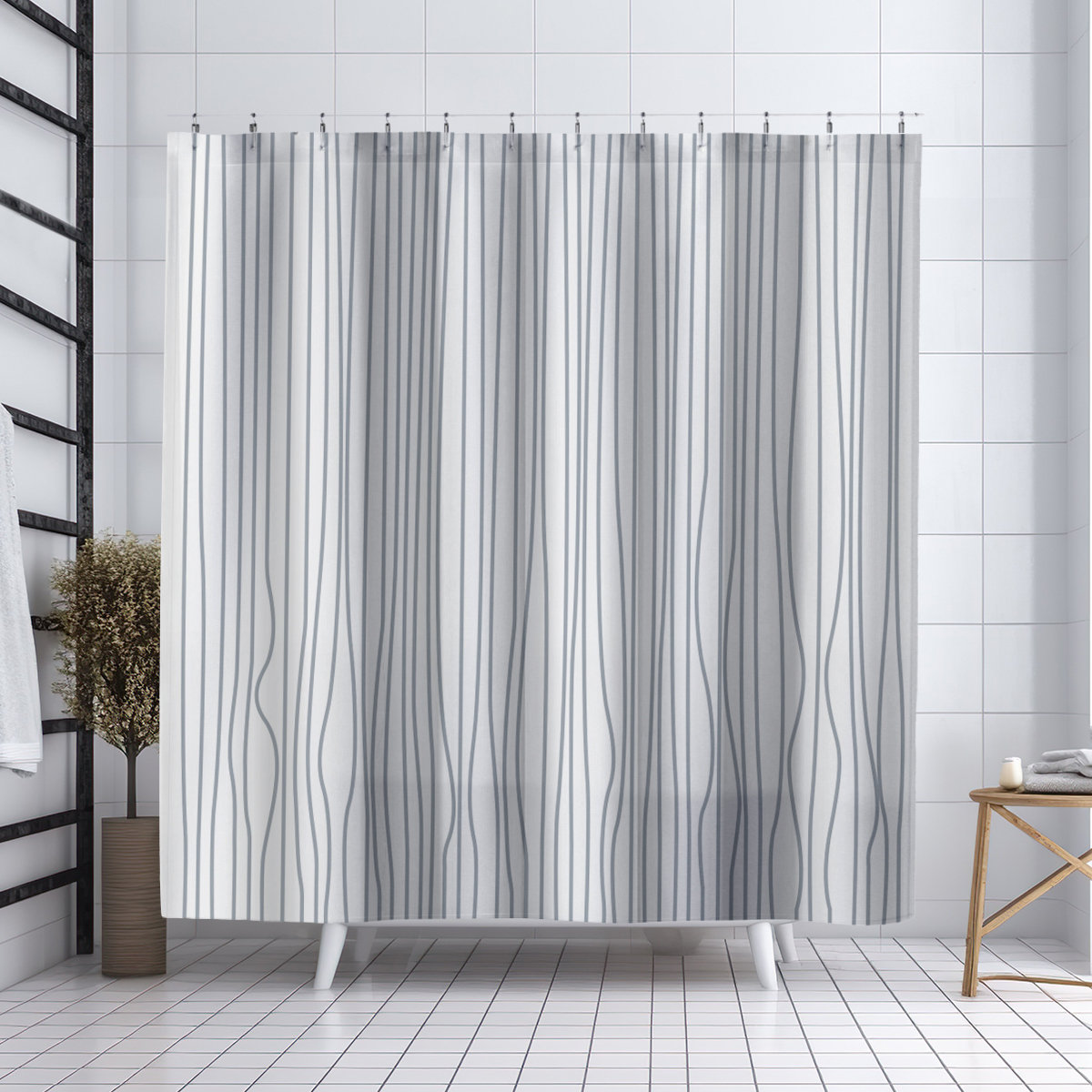 Coco Polyester Shower Curtain, Gray