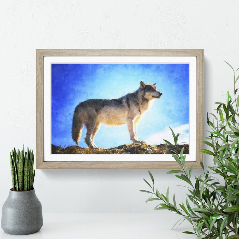 Wolf Vol.1 - Picture Frame Painting, 27cm H x 36cm W x 2cm D, Oak Framed