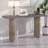 Console Table, Unique Oak Veneer Design With Distinctive Side Shapes, 59 Inch Entryway Table For Living Room, Hallway, Foyer-1163359633