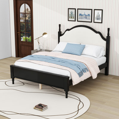 Base de lit plateforme en bois avec tête de lit