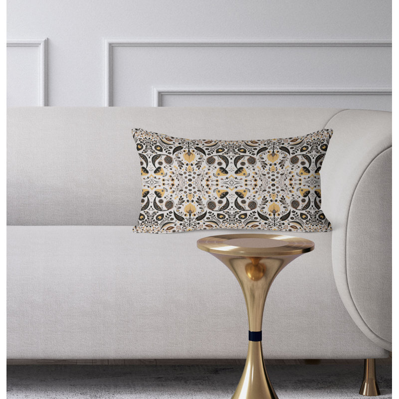 Flowering Meadows  Rectangular Throw Pillow, Black/Yellow