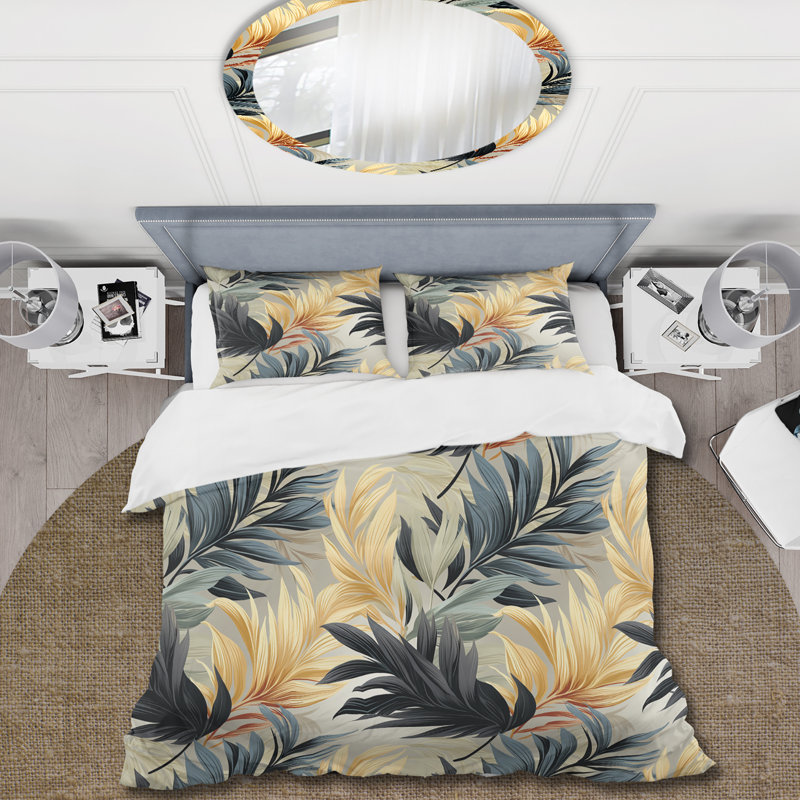 Monochrome Mirage Tropical Pattern III - Ensemble de housse de couette tropical
