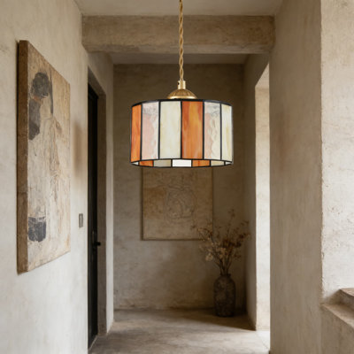 Luminaire suspendu de style Tiffany avec abat-jour en verre coloré, luminaire suspendu vintage pour îlot de cuisine, salle à manger, chambre à coucher, couloir, bar et bureau personnel