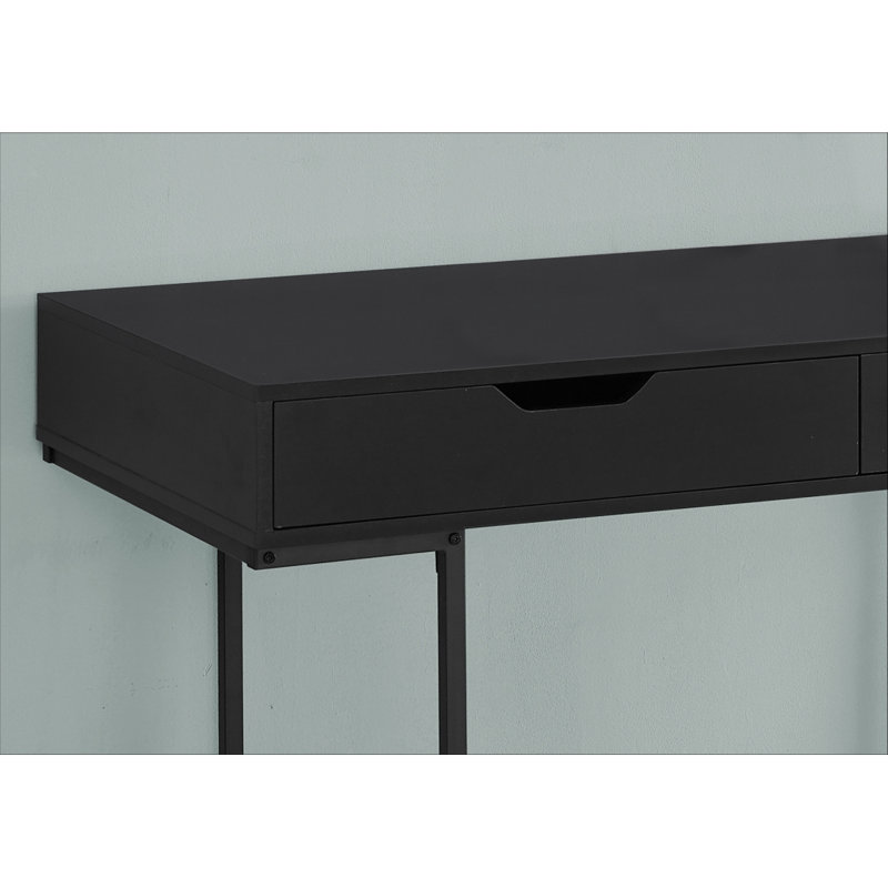 Computer Desk, Home Office, Laptop, Storage Drawers, 48"L, Work, Black Laminate, Black Metal, Contemporary, Modern, Black