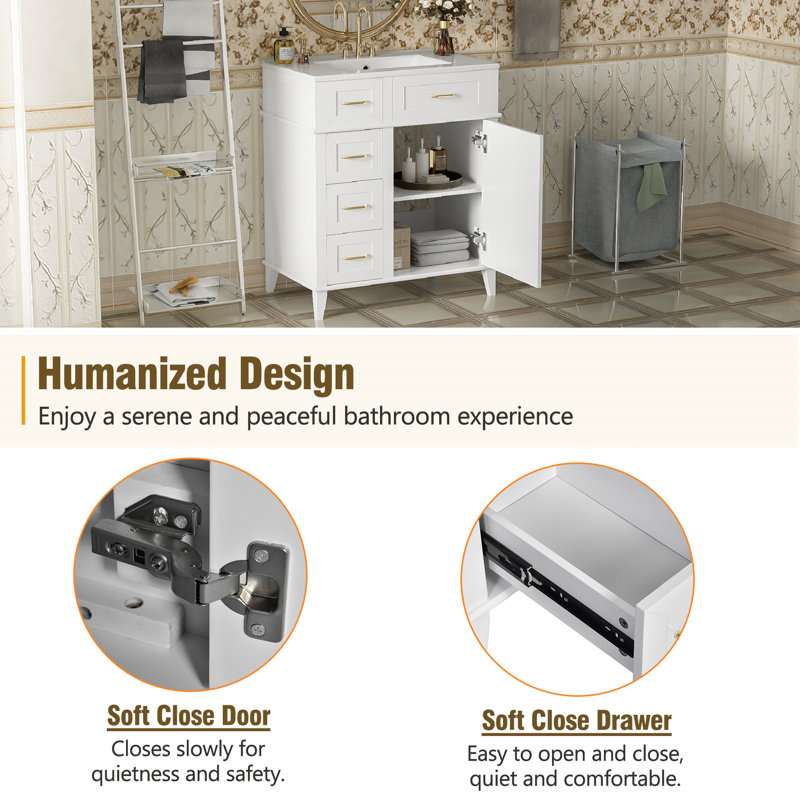 30-Inch Bathroom Vanity, White