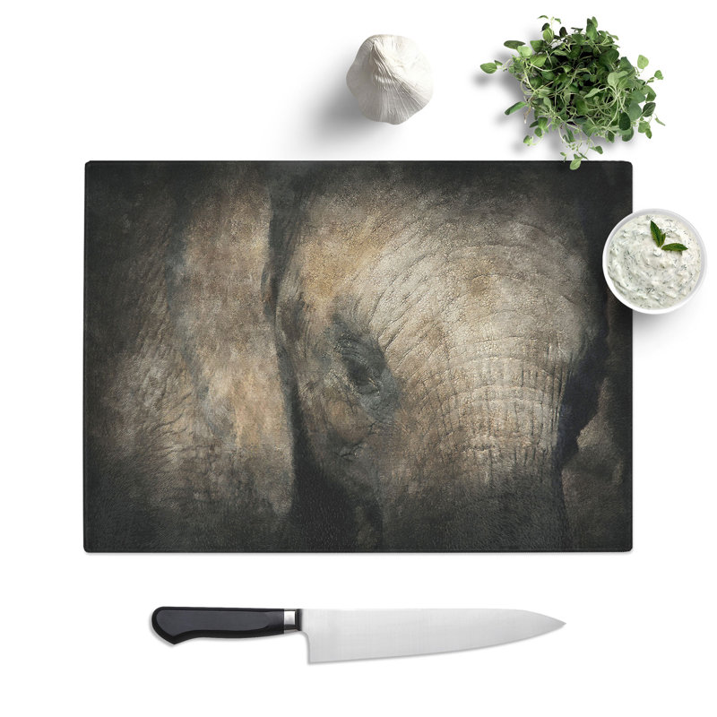 Tempered Glass Gentle Elephant Chopping Board, 20 cm x 28.5 cm