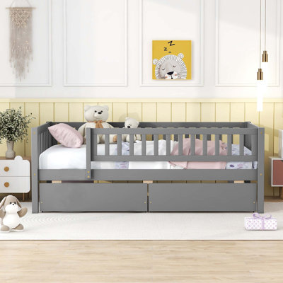 Kids Daybed Wood Bed with Two Drawers