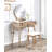 Contemporary Wood Vanity And Stool Set-1899988515