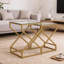Clear Glass Nesting End Table Set, Golden Leg Accent Tables for Contemporary Interior Spaces