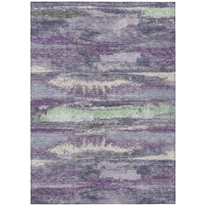 Tapis d'intérieur lavable abstrait mauve et lavande 9 pi x 12 pi