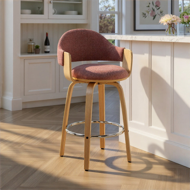 Swivel Upholstered Counter Stool, 67.1cm, Merlot