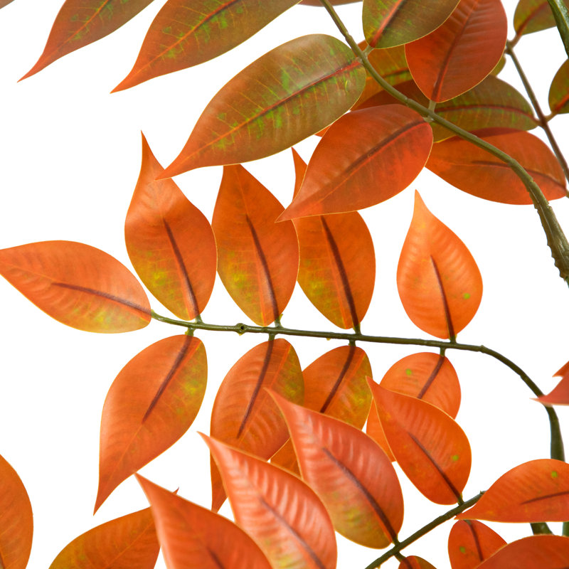 48'' Orange and Green Artificial Sumac Tree in Black Pot