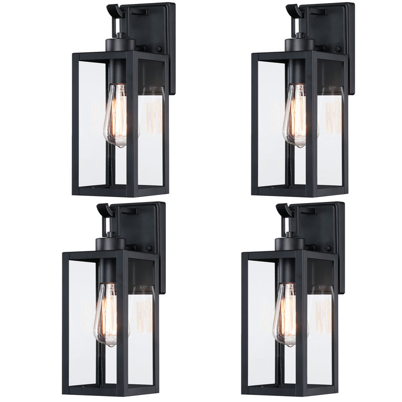 Schlegel Matte Black Outdoor Wall Lantern, 34.7cm H x 12.7cm W x 12.7cm D