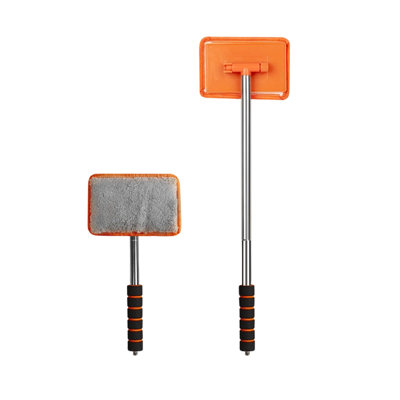 Aluminum c ar cleane r Car Window Cleaning Brush With Telescopic Handle And Microfiber Head For Removing Particles And Condensation
