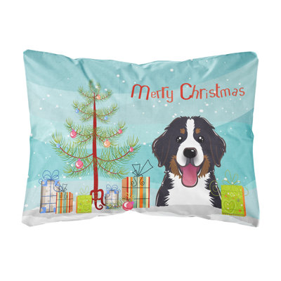  Coussin intérieur / extérieur Christmas Tree and Bernese Mountain Dog