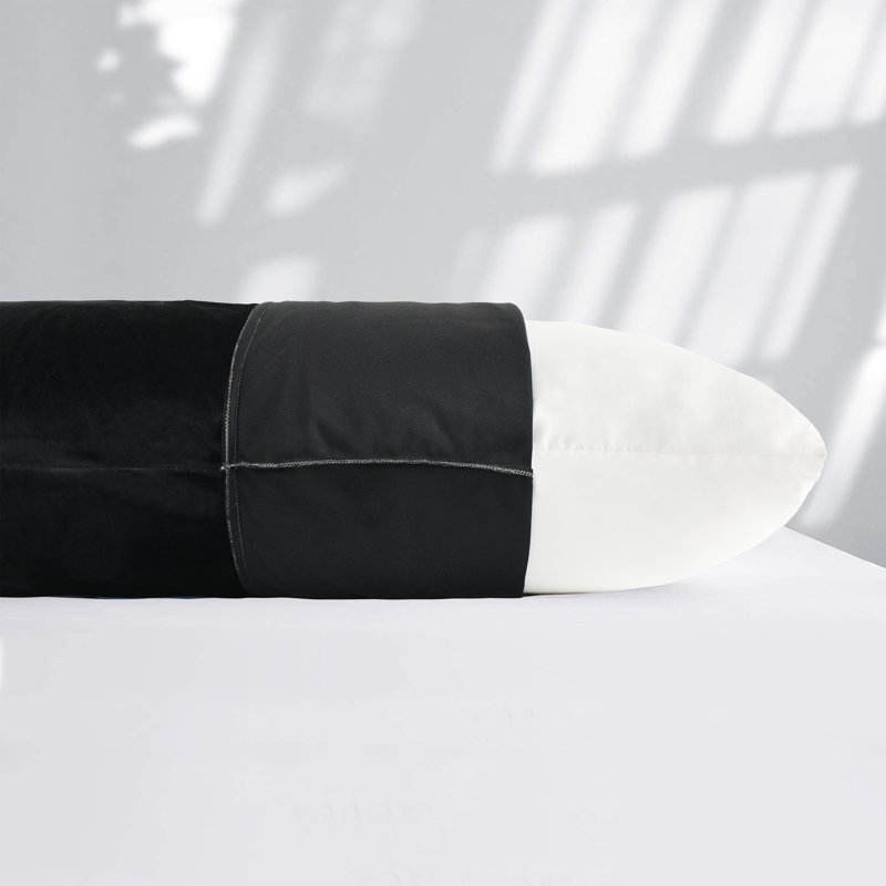  Oreiller complet pour le corps avec housse en velours, Noir
