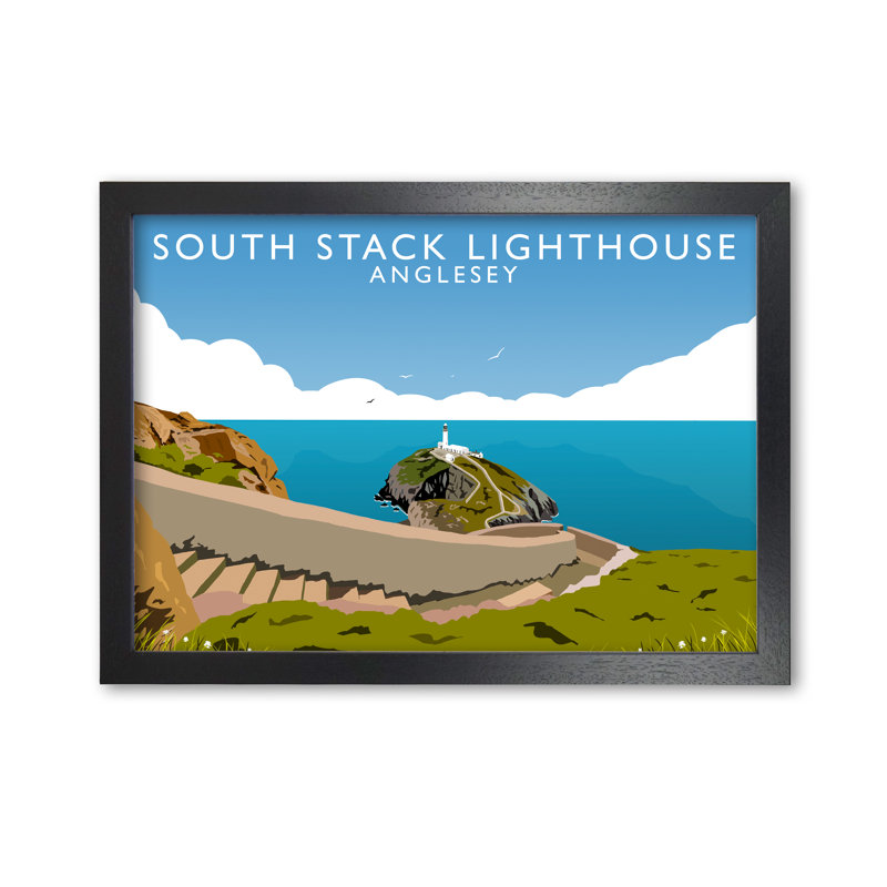 South Stack Lighthouse Anglesey 1 Piece Single Picture Frame Wall Art, 29.7 cm H x 42 cm W x 3 cm D, Black