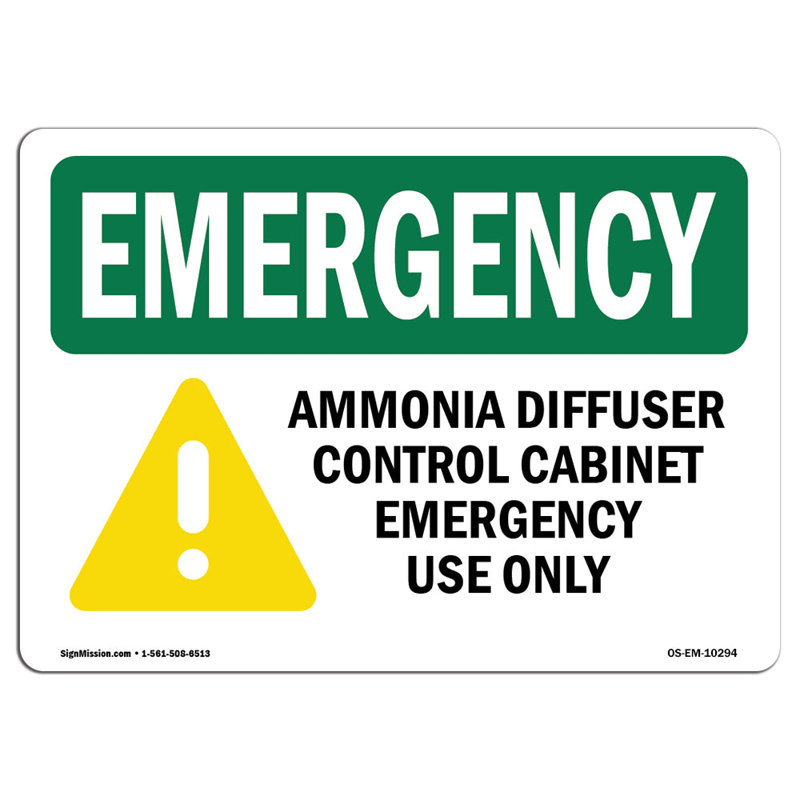 Panneau de contrôle d'ammoniaque diffuseur avec symbole en aluminium 12 x 18, H 18 po x l 24 po x P 0,1 po