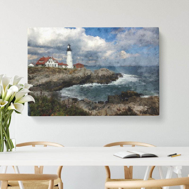 Lighthouse In Maine - Wrapped Canvas, 35cm H x 50cm W x 3cm D