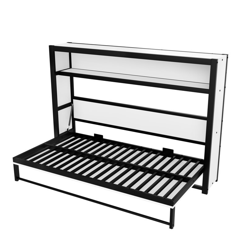 Lit plateforme simple tapissier en cuir avec ornement en lapin gris