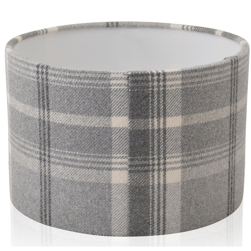 Cotton Drum Lamp Shade ( Screw On ), 17.5cm H x 20cm W x 20cm D, Grey