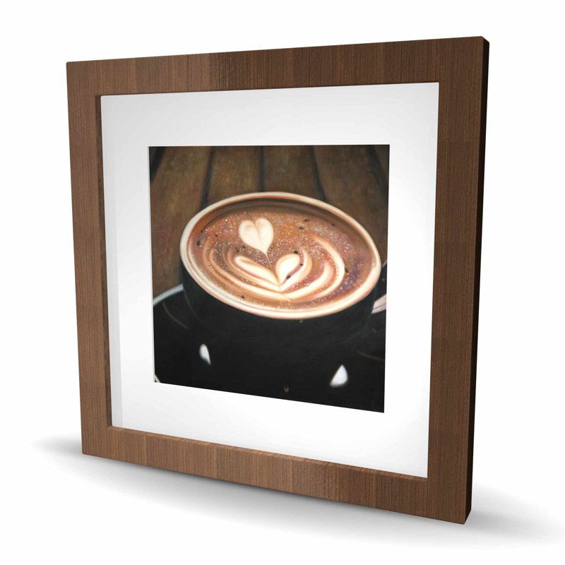 Artistic Cappuccino - Framed Matted Print for Home Decor, Brown, 16" H x 16" W