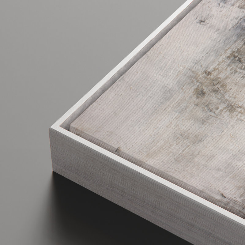 «Neutral Abstract Earth Tone Modern Minimal Landscape», reproduction d'art encadrée, H 36 po x l 24 po, Blanc