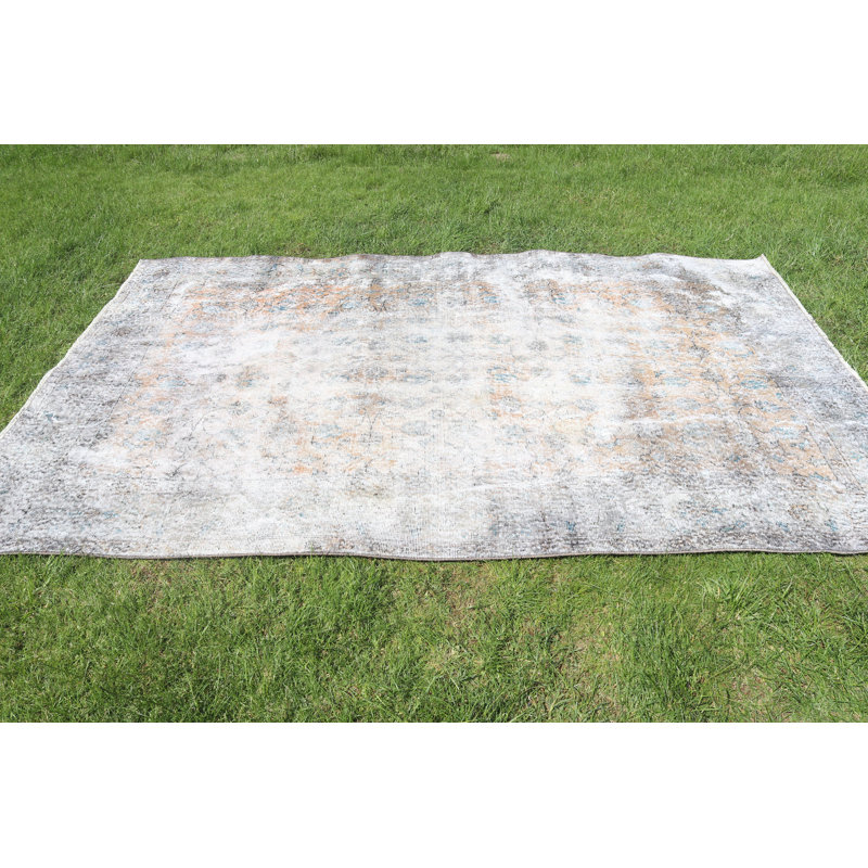 Vintage Turkish Anatolian Distressed Large Rug for Salon, Bedroom and Living Room in Beige
