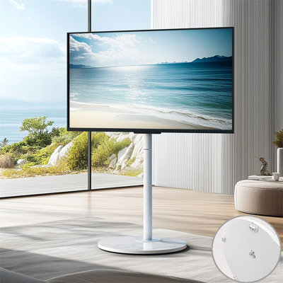Modern White Tv Floor Stand For 40”-75” ±30° Swivel Height Adjustable Tv Mount