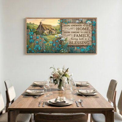 Ensemble de 1 tableau encadré sur toile « Jardin de cottage », 122 x 61 cm