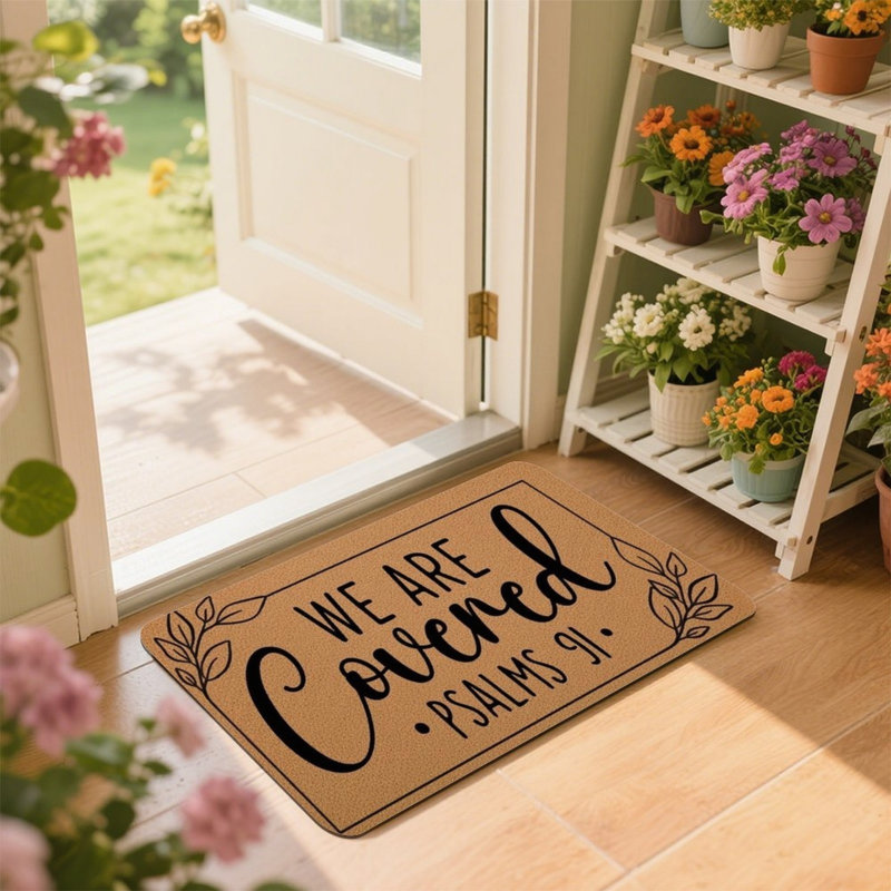 Tapis pour vestibule et salon Faith Quote, 24 po x 36 po, brun noir