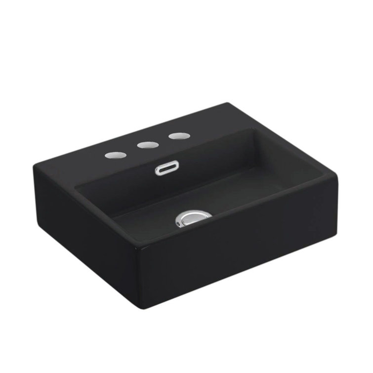 WS Bath Collections Quattro 14.4'' Ceramic Rectangular Bathroom Sink with Overflow
