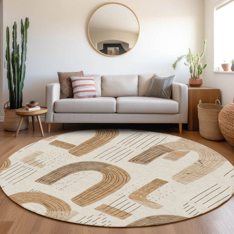 Tapis intérieur / extérieur ivoire Elas, 2'3" x 7'6"