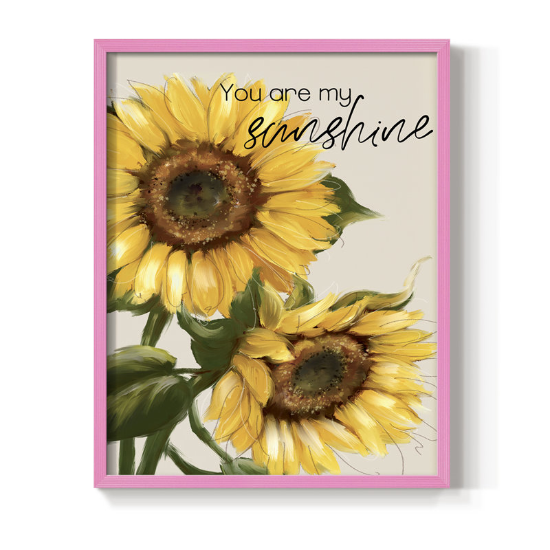 «You Are My Sunshine», reproduction encadrée - bois massif, Rose, H 10 po x l 8 po
